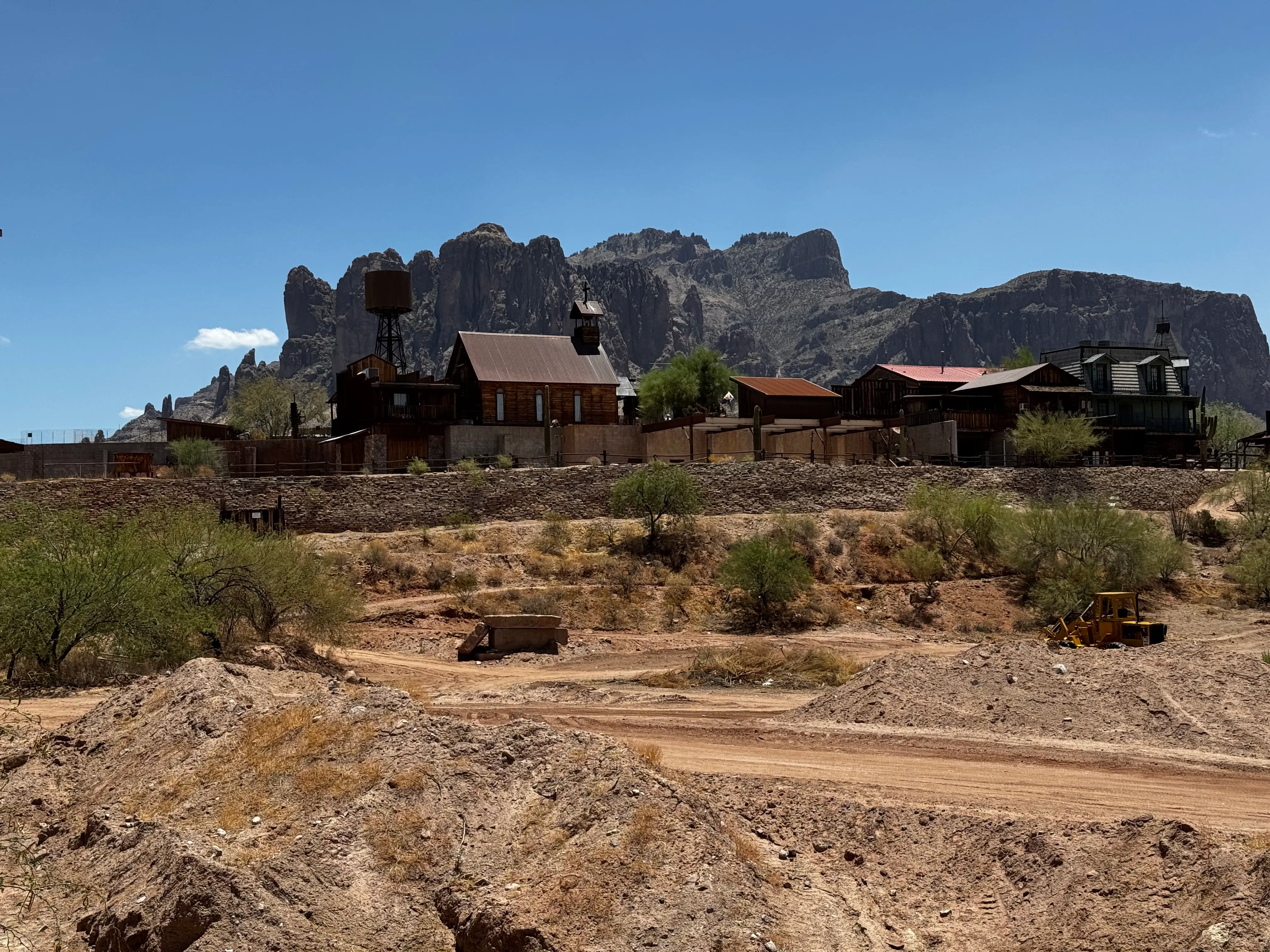 Goldfield with the Superstition Mountains in the background
